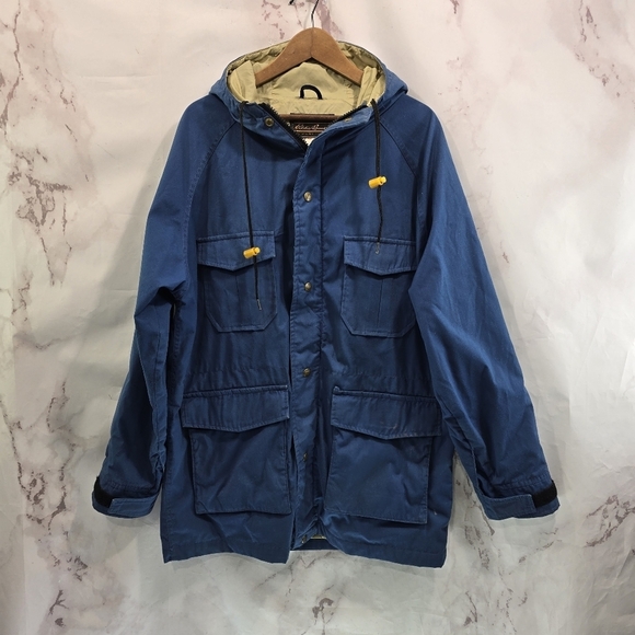 Vintage Eddie Bauer Jacket Mens XL Blue Coat Winter Rain Wind Anorak Chore